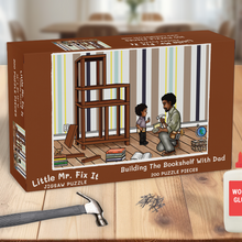 Load image into Gallery viewer, Little Mr. Fix It Jigsaw Puzzle, Building The Bookshelf With Dad 200-pieces (12" by 18")